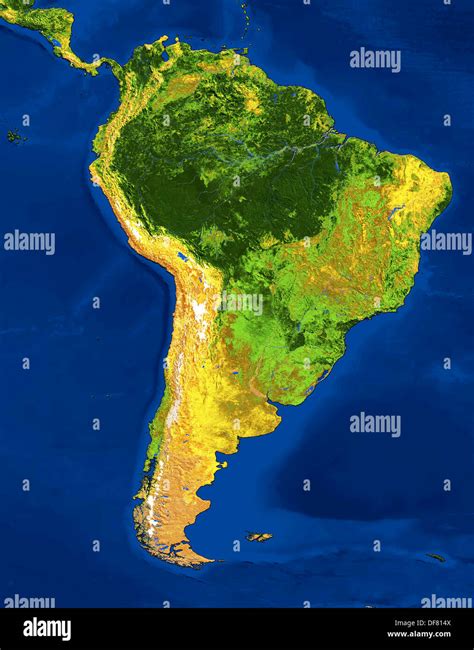 Natural Colour Avhrr Satellite Image Of South America And Central