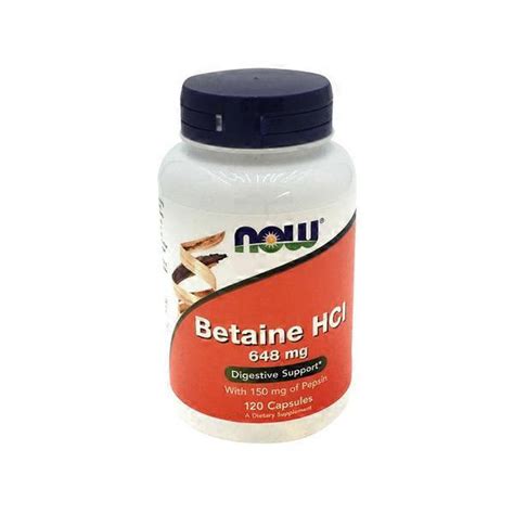 Now Betaine Hcl 648 Mg Digestive Support Vegetarian Formula Dietary