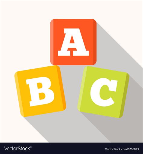 Abc Blocks Flat Icon With Long Shadow Alphabet Vector Image