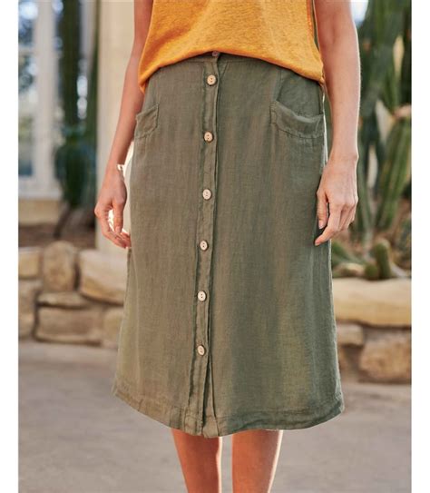 Wilderness Linen Button Through Skirt Woolovers Uk