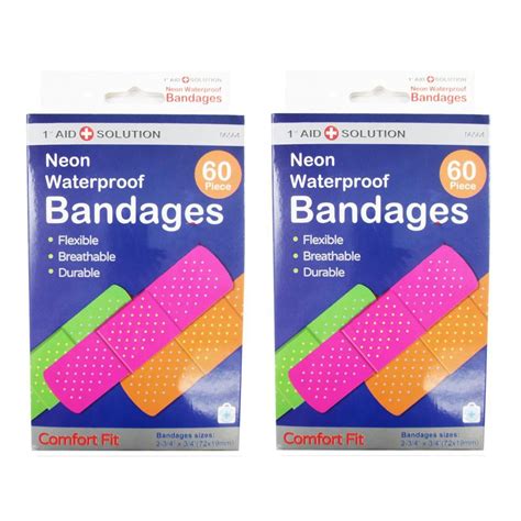120 Neon Adhesive Bandaid Waterproof Bandages Strip 34 Kids Children