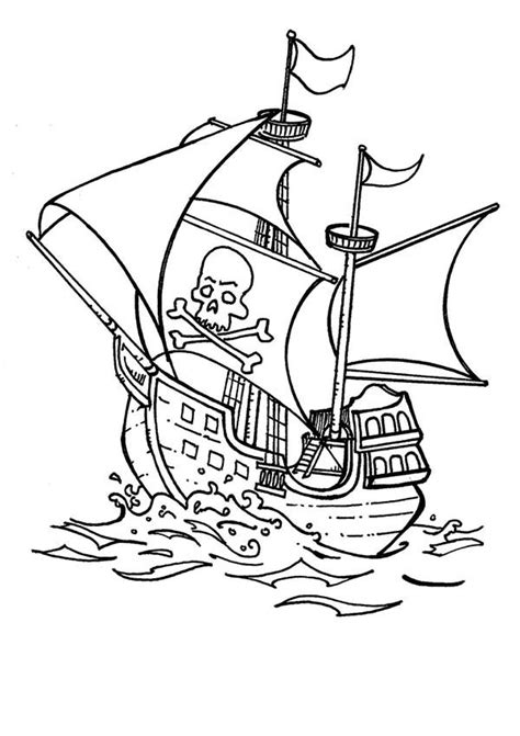 Pirate ship ride coloring page. Classic Pirate Ship Caravel Ready To Attack Coloring Page ...