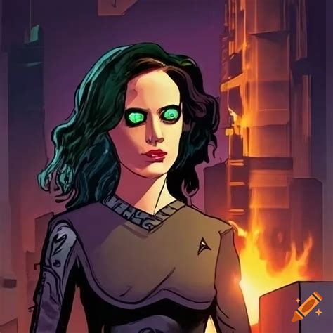 Cartoon Style Artwork Of Eva Green As Romulan Praetor Shinzon On Craiyon