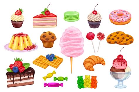 Colorful Desserts Clip Art Set Stock Vector Illustration Of Clip