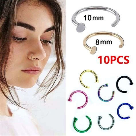 Nose Ring Surgical Steel Fake Nose Ring Hoop Lip Nose Rings Small Thin Piercing Ebay