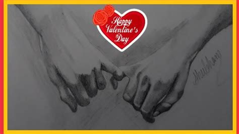Holding Hands Pencil Sketch Valentines Day Special Drawing