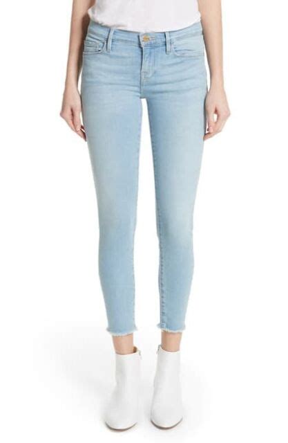 Frame Denim Le Skinny De Jeanne Jeans In Doheny Light Blue Wash 26 Ebay