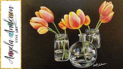 How To Paint Tulips In Glass Vases With Acrylics Step By Step Tutorial