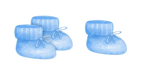 Premium Vector Baby Booties In Blue Cute Infant Clipart Knitted