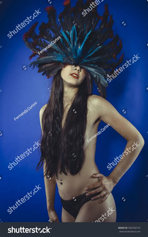 Beauty Blue Feathers On Head Naked Stock Photo Shutterstock