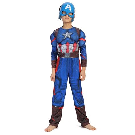 Superhero Kids Muscle Captain America Costume Avengers Child Cosplay