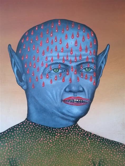A Painting Of A Man With Red Drops On His Head