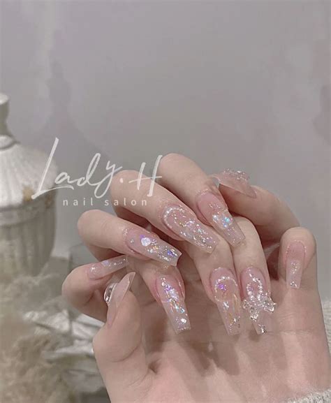 Xiaohongshu Chinese Sparkly Nails Inspo Douyin Chinese Nails Chinese Nail Art White Almond Nails