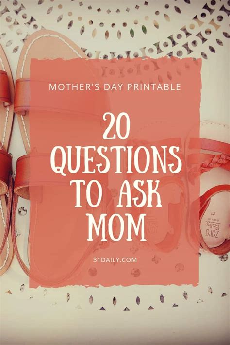 About My Mom Mothers Day Questions To Ask 31 Daily