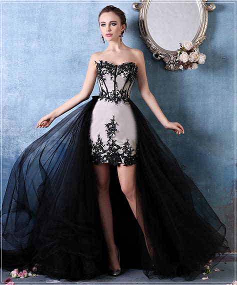 Detachable Skirt Black Tulle Sweetheart Two Pieces Appliques Lace Prom Dresses Gowns On Luulla