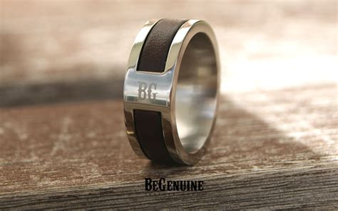 Don't forget to share this list of leather anniversary gifts for her with your friends so they can find the perfect leather anniversary gift as well. Mens Black or Brown Steel Ring with Leather Inlay ...