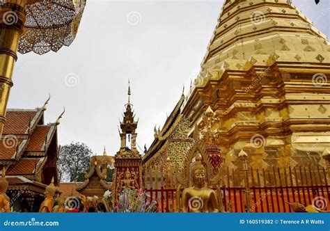 The Central Golden Stupa At Wat Doi Suthep Chiang Mai Thailand