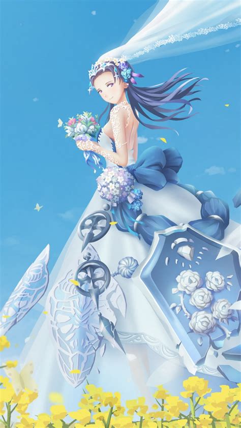 Download Beautiful Bride Outdoor Anime 1080x1920 Wallpaper 1080p
