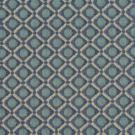 Dark Blue And Light Blue Geometric Square Damask Upholstery Fabric