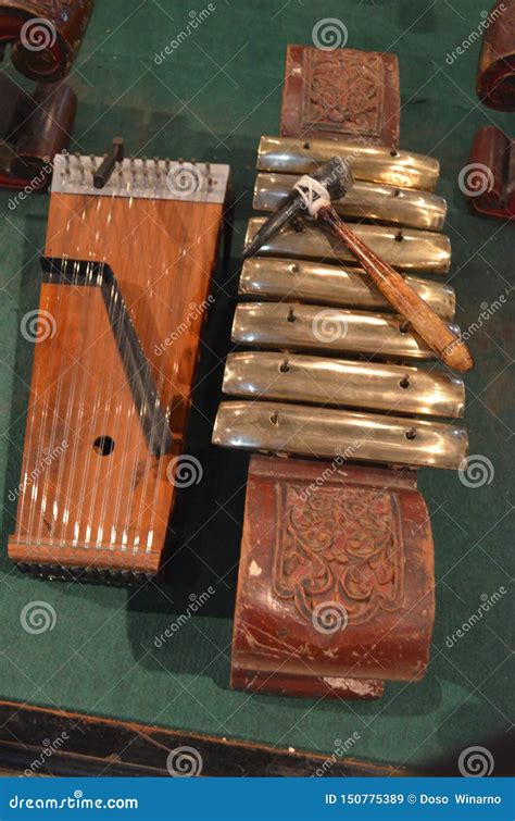 Siter And Kenong Central Javanese Traditional Musical Instruments For