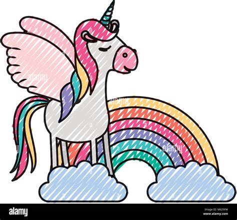 Cute Unicorn With Rainbow Kawaii Character Stock Vector Image Art Alamy