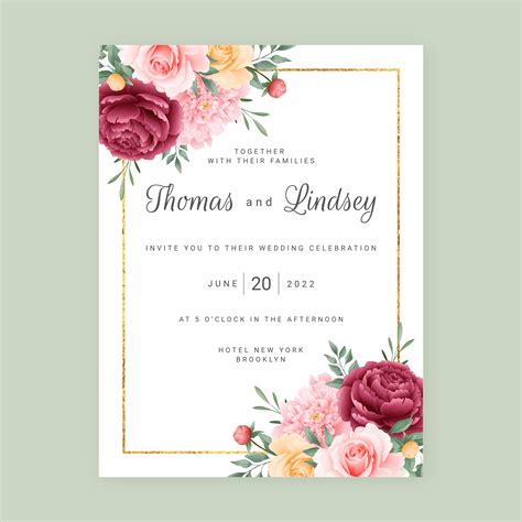 Flowers Background Wedding Invitation Card 1632306 Vector Art At Vecteezy