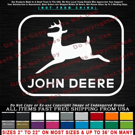 Deer John Deere Logo Text No Background One Color Cut Vinyl Decal