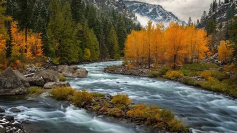 Snow Covered Mountain And River During Fall Hd Nature Wallpapers Hd Wallpapers Id 51024