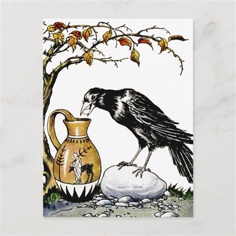The Crow And The Pitcher Postcard Zazzle