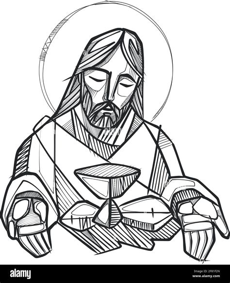 Ilustración vectorial dibujada a mano o dibujo de Jesucristo en La
