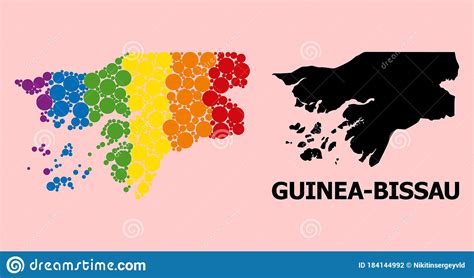 Spectrum Mosaic Map Of Guinea Bissau For Lgbt Stock Vector