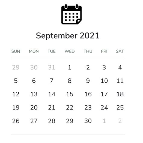 September 2021 Calendar Transparent Png Stickpng