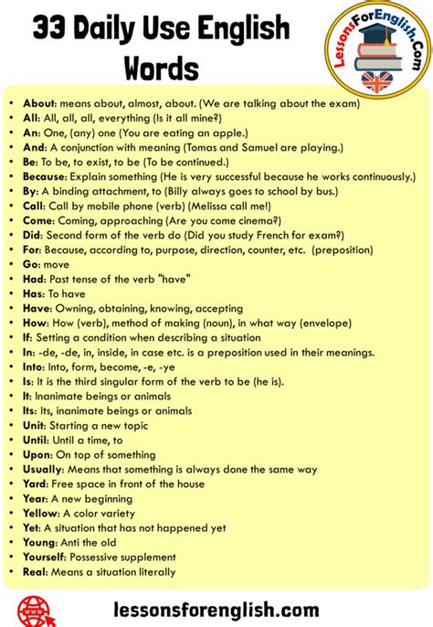 33 Daily Use English Words Meaning And Example Sentences About Means