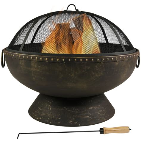 Sunnydaze Royal Firebowl Fire Pit With Handlesscreen 30”