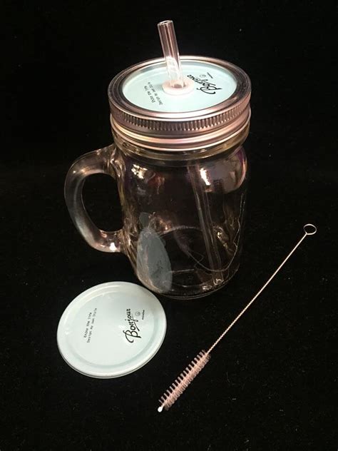 4oz glass jars with lids,small mason jars wide mouth,mini canning jars with black lids for honey,jam,jelly,baby foods,wedding favor,shower favors,spice jars for kitchen & home,set of 40 …… Glass Jar with Lid and Lil Sipper Glass Straw - Drinking ...