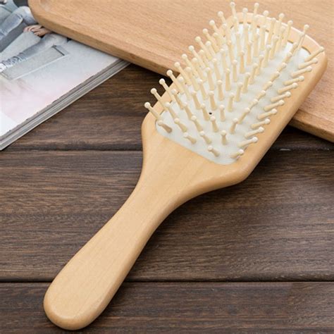 Akoada Natural Wooden Handmade Comb Head Scalp Massage Straight Curly Hair Brush Comb Novelty