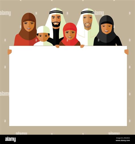Vector Famille Arabe Peuple Musulman Homme Et Femme De Dessin Animé Saoudien Image Vectorielle