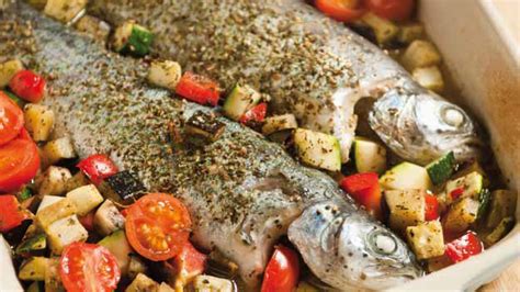 Forel met groentjes in de oven recept