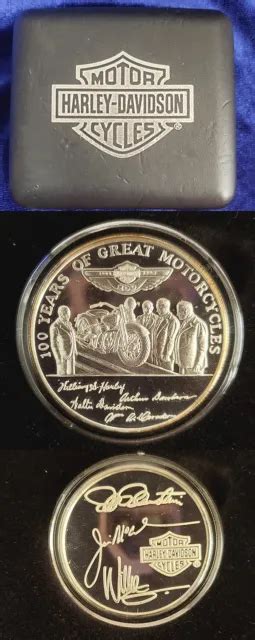 Harley Davidson 100th Anniversary Commemorative Coin 1 Oz Silver Box