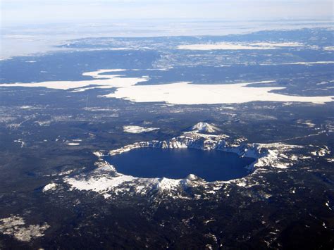 Aerial View Of Crater Lake National Park Oregon Image Free Stock