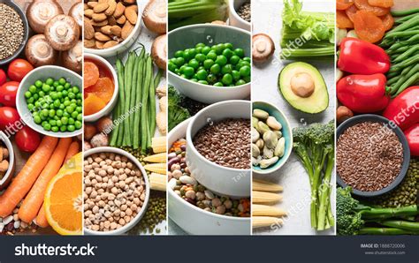 Collage Healthy Food Vegans Vegetarian Grains Stock Photo 1888720006