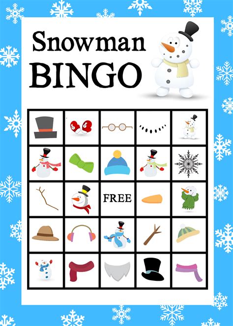 Free Printable Snowman Bingo Cards
