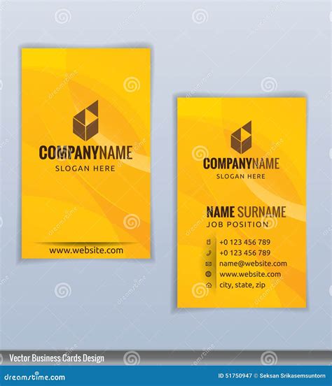 Modern Creative Yellow Business Card Template Vector Stock