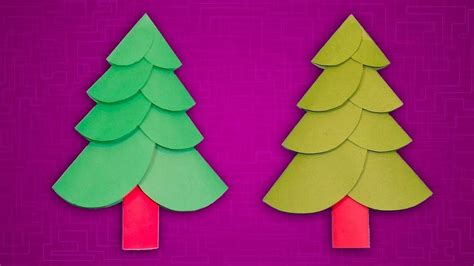 Two Paper Christmas Trees On A Purple Background