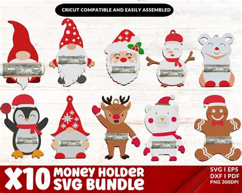 Christmas Money Holders SVG Bundle Layered Paper Cash Holder Etsy