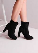 Black Suede Ankle Boots With Heel