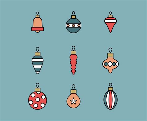 Outlined Set Of Christmas Ornaments Vector Art And Graphics