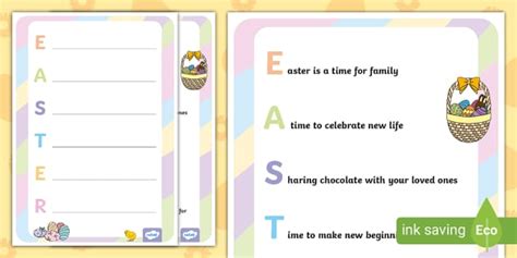 Easter Acrostic Poem Example Teacher Made Twinkl