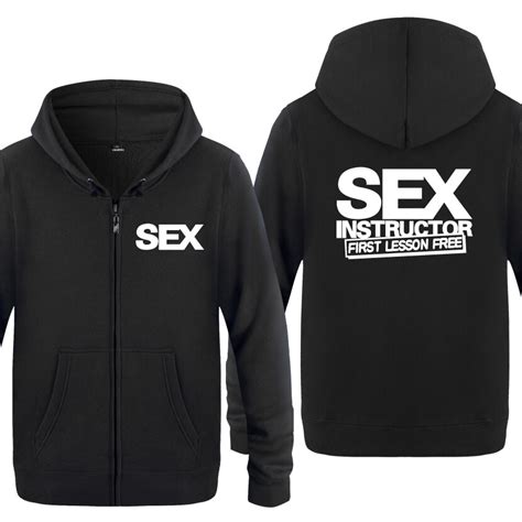 Sex Instructor Funny Creative Hoodies Men 2018 Men S Fleece Zipper Cardigans Hooded Sweatshirts