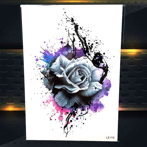 25 style large watercolor rose flower waterproof temporary tattoo stickers for women body arm